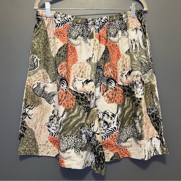 90s Vintage Erin London animal adventure shorts zebra lion cheetah print XL - Picture 4 of 10